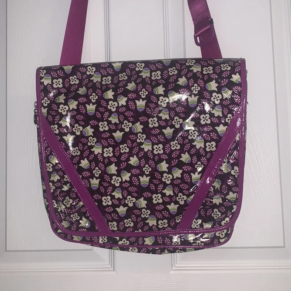 Vera Bradley Frills Plum Petals Messenger Bag - Picture 1 of 10